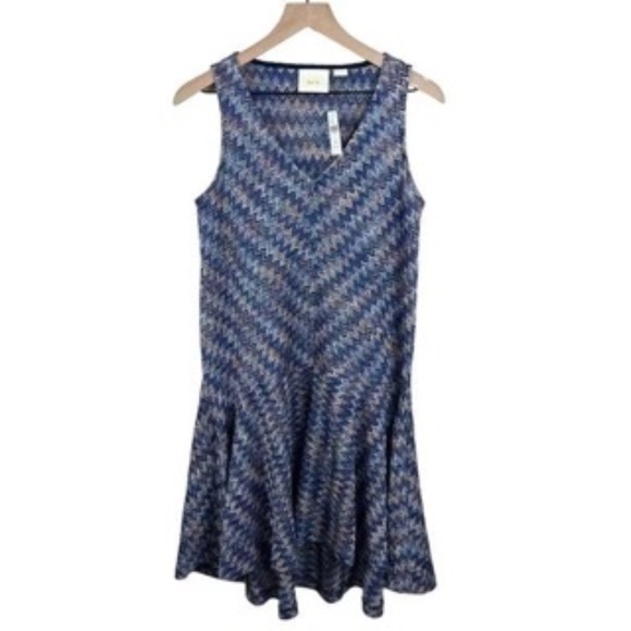 Maeve Anthropologie Multicolored Chevron Swing Dropp Waist‎ Knit Dress XS NWT - Picture 3 of 6